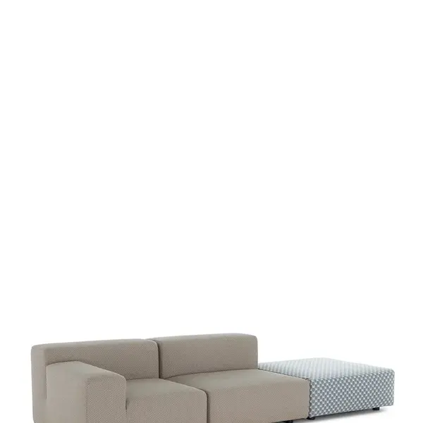 Designová zahradní pohovka Kartell Liberty s pufem OBI CHECK — styl & komfort na vaší terase Barva: béžová s modrou