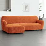 Bielastické potahy GRAFITI NOVÉ cihlové sedačka s otomanem vlevo (š. 170 - 300 cm)