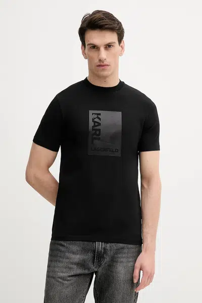 Tričko Karl Lagerfeld pánské, černá barva, s potiskem, 553235.755038