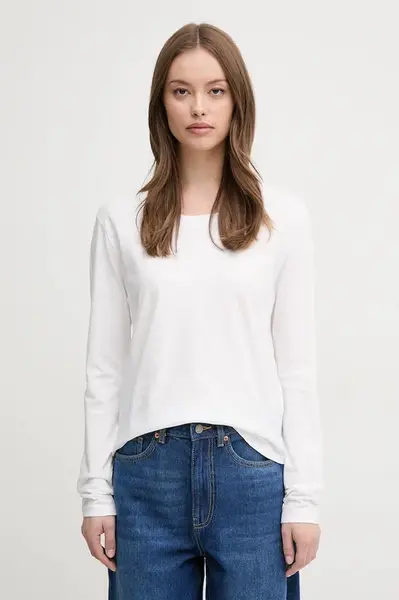 Bavlněné tričko s dlouhým rukávem United Colors of Benetton bílá barva, 3BVXD109G