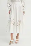 Bavlněná sukně Twinset béžová barva, maxi, áčková, 251TT2332