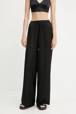 Kalhoty Guess INES dámské, černá barva, high waist, W5GB11 WH9C2