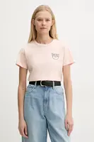 Bavlněné tričko Pinko béžová barva, 103320 A2G7