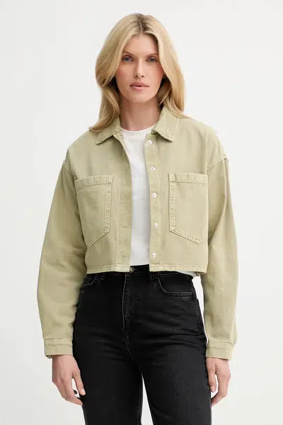 Džínová bunda Answear.LAB zelená barva, přechodná, oversize
