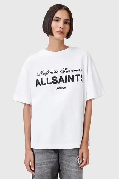 Bavlněné tričko AllSaints AVRI dámské, bílá barva, W095JC