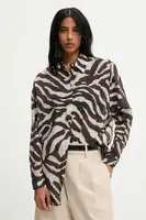 Košile Answear.LAB dámská, hnědá barva, relaxed, s klasickým límcem