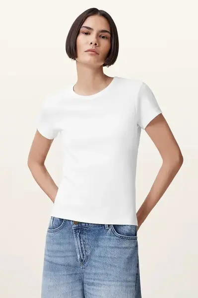 Bavlněné tričko AllSaints STEVIE dámské, bílá barva, W194JA