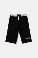 Dětské bavlněné šortky Guess černá barva, nastavitelný pas, L5GD12 KA6R4