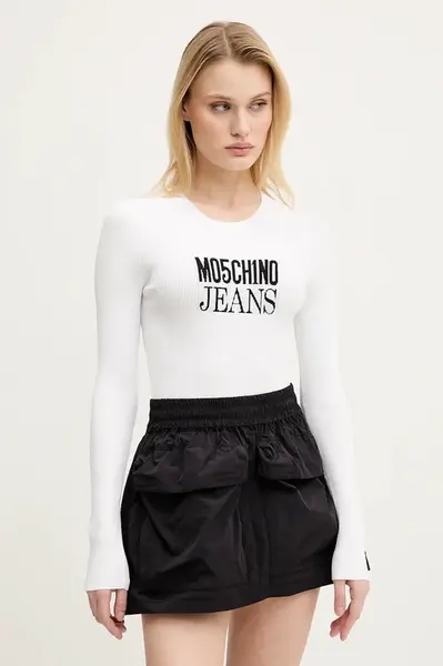 Svetr Moschino Jeans dámský, bílá barva, lehký, 0937 3203