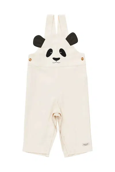Dětské lacláče Donsje Kladi Overalls Panda béžová barva, s aplikací, 3036601