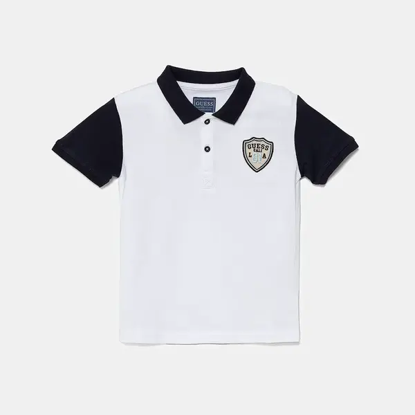 Dětská bavlněná polokošile Guess bílá barva, s aplikací, N5GP02 KADZ4