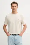 Bavlněné tričko Tommy Hilfiger béžová barva, MW0MW39995