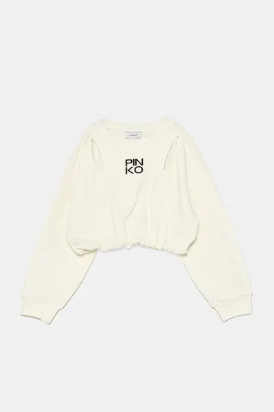 Dětská bavlněná mikina Pinko béžová barva, s potiskem, KFFE002.C.FT002