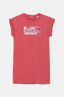 Dětské bavlněné šaty Guess růžová barva, mini, K5GK18 KAUG0