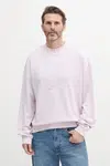 Bavlněná mikina HUGO pánská, fialová barva, s aplikací, 50535258