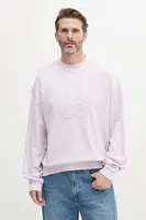 Bavlněná mikina HUGO pánská, fialová barva, s aplikací, 50535258