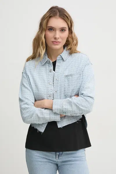 Bavlněná košile Dkny modrá barva, regular, s klasickým límcem, DJ5W2123