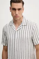 Lněná košile Michael Kors pánská, bílá barva, relaxed, CS5405QHJ0