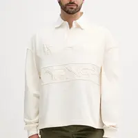 Bavlněná mikina Tommy Hilfiger x F1 THE MOVIE pánská, béžová barva, vzorovaná, MW0MW41388