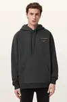 Bavlněná mikina AllSaints REDACT pánská, černá barva, s kapucí, s potiskem, M001NC