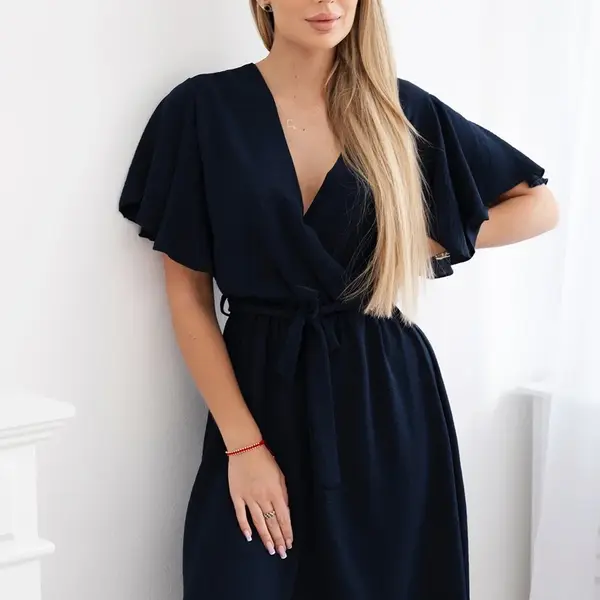 Kesi Włoski Šaty s vrstveným výstřihem námořnická modř