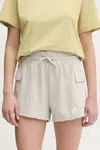 Kraťasy adidas Essentials dámské, béžová barva, hladké, high waist, JC5699