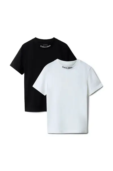 Dětské bavlněné tričko Calvin Klein Jeans 2-pack černá barva, IB0IB02529