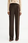 Kalhoty Guess THEOLINE dámské, hnědá barva, široké, high waist, W5YB08 WGHC2