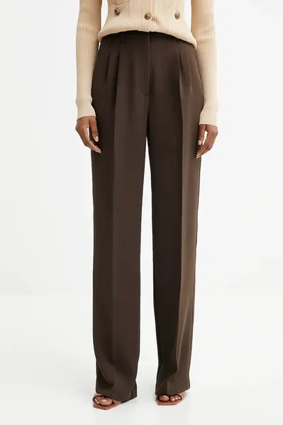 Kalhoty Guess THEOLINE dámské, hnědá barva, široké, high waist, W5YB08 WGHC2