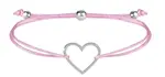 Troli Šňůrkový náramek se srdíčkem růžová/ocelová