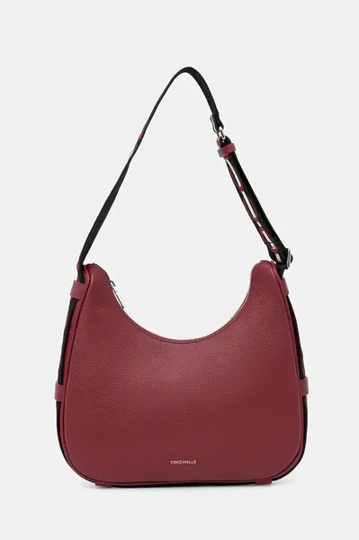 Kožená kabelka Coccinelle RAQUEL vínová barva, E1.SQ0.13.02.01