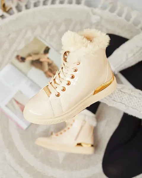 Resti Beige lacquered women's insulated Sylnina boots