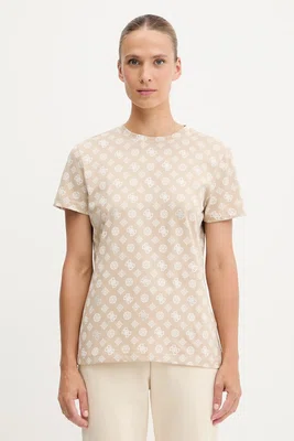 Bavlněné tričko Guess PEONY dámské, béžová barva, V5YI04 I3Z14