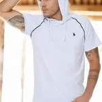 T8570 DEWBERRY PÁNSKÉ TRIČKO S KAPUCÍ - SVĚTLÁ BÍLÁ