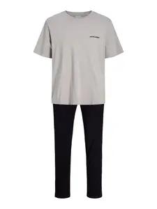 JACK & JONES Dlhé pyžamo 'JACEVEREST'  sivá / čierna