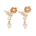 Brass Micro Pave Clear Cubic Zirconia Connector Charms