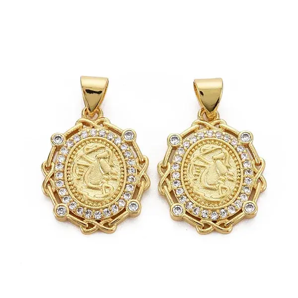 Brass Micro Pave Cubic Zirconia Pendants