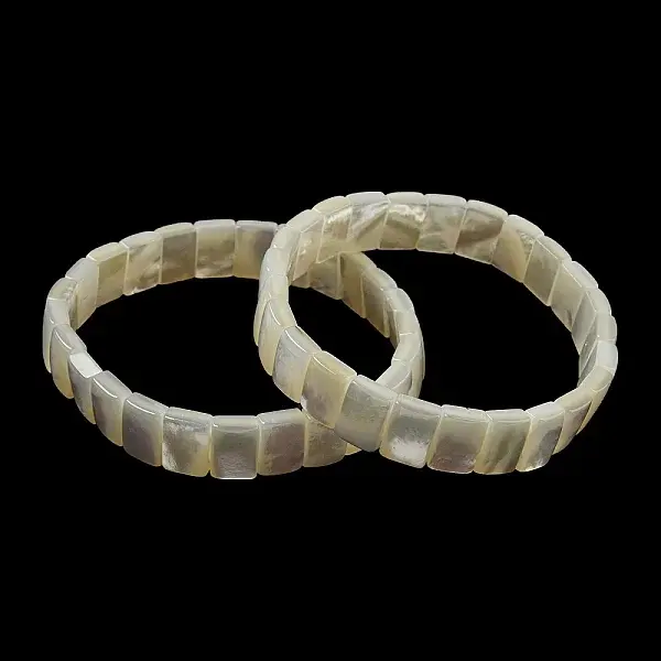 Natural White Shell Rectangle Beaded Stretch Bracelets
