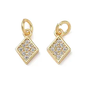 Brass Micro Pave Clear Cubic Zirconia Charms