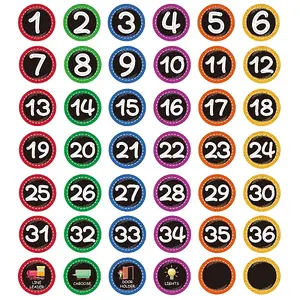 42Pcs Number Theme Self-Adhesive Paper Decorative Stickers