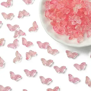 100Pcs Transparent Spray Painted Glass Beads