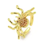 Rack Plating Brass Micro Pave Cubic Zirconia Spider Open Cuff Rings for Women