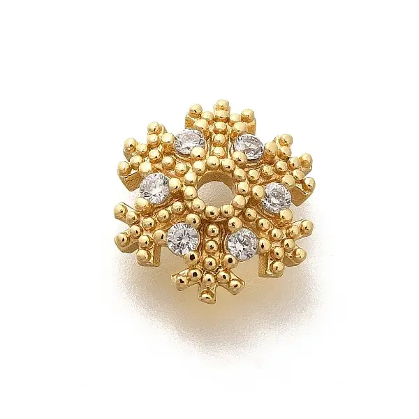 Rack Plating Brass Micro Pave Clear Cubic Zirconia Bead Caps