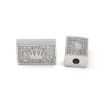 Brass Micro Pave Clear Cubic Zirconia Beads