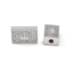 Brass Micro Pave Clear Cubic Zirconia Beads