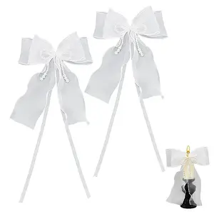 Bowknot Polyester Gauze with Plastic Pearl Curtain Holdback