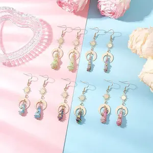 Natural Quartz Crystal Dangle Earrings