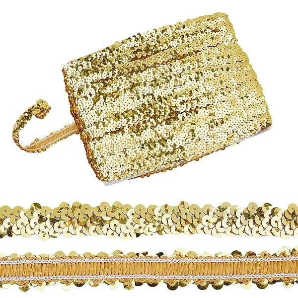 Polyester with Paillette Lace Trim Ribbon