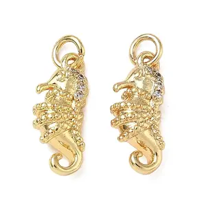 High Polished Ocean Brass Micro Pave Clear Cubic Zirconia Pendants