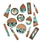 Walnut Wood & Transparent Resin & Gold Foil Pendants
